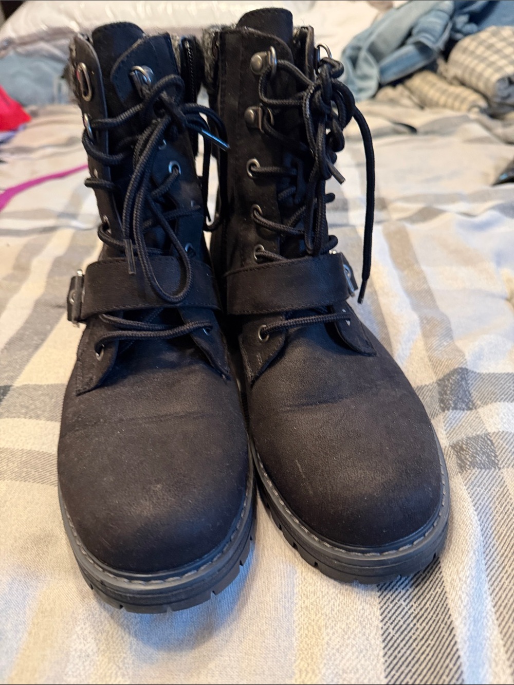 Women’s Black Lace-Up Combat Boots